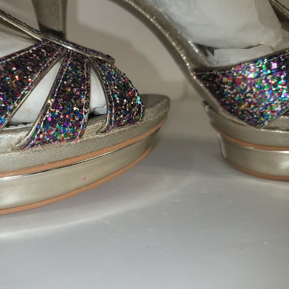 Falchi by Falchi Natalie Dress Heel Sandal Multicolored Light Gold 8 M - Picture 8 of 10